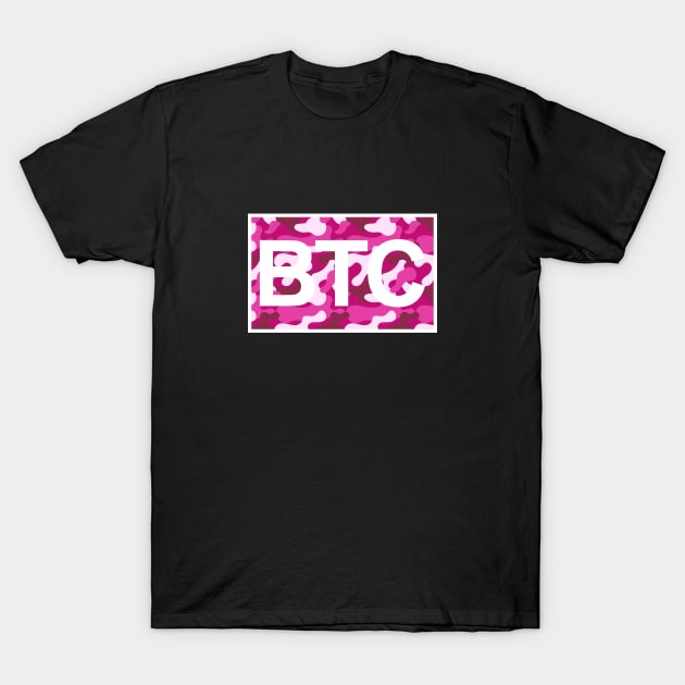 Bitcoin Pink Camo Inside T-Shirt by felixbunny